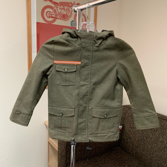 La Miniatura Kids Olive Green Utility Style hooded jacket size 6